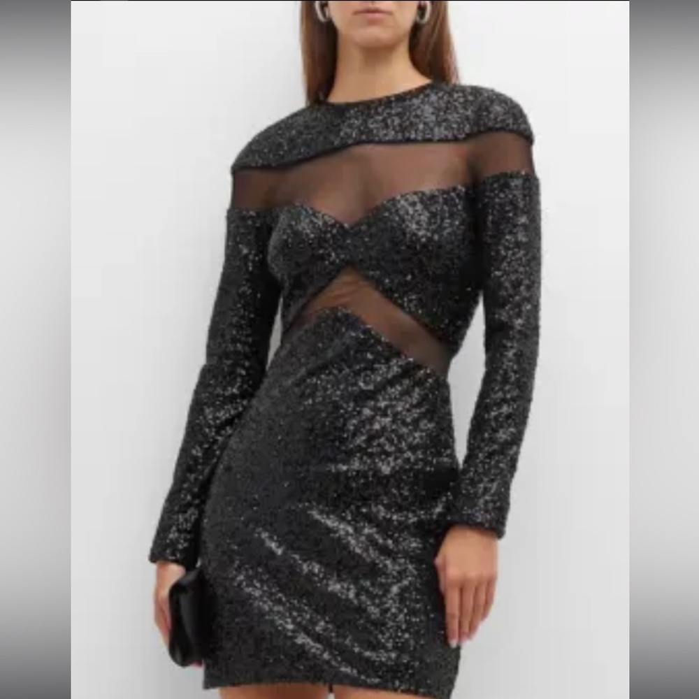 Tadashi Shoji
Sequined Mesh-Panel Minidress